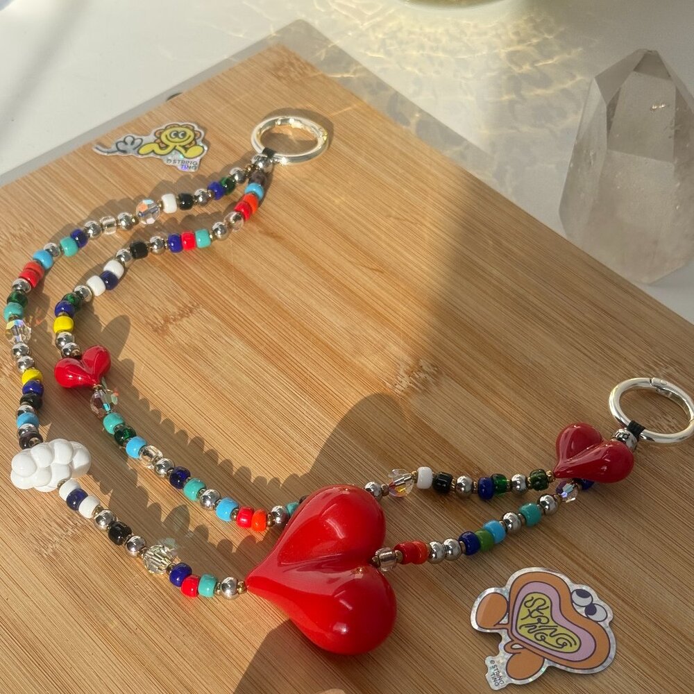 String Ting Big Love² Beaded Bag Charm w Crystals by Swarovski®